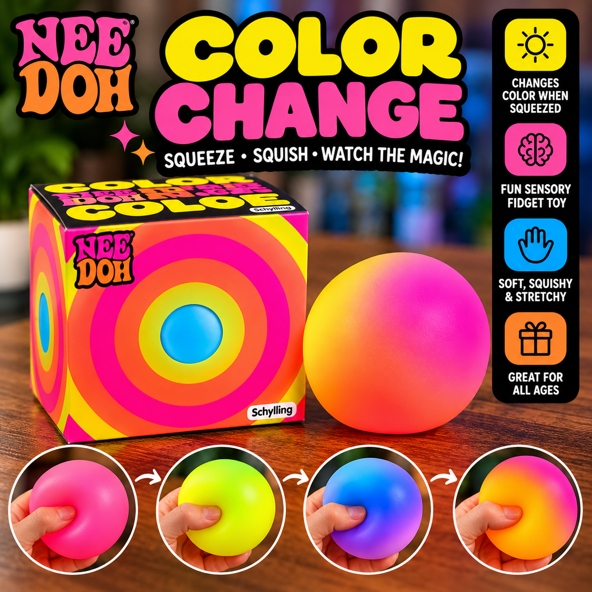 NeeDoh Color Change – Satisfying Color-Changing Sensory Squishy