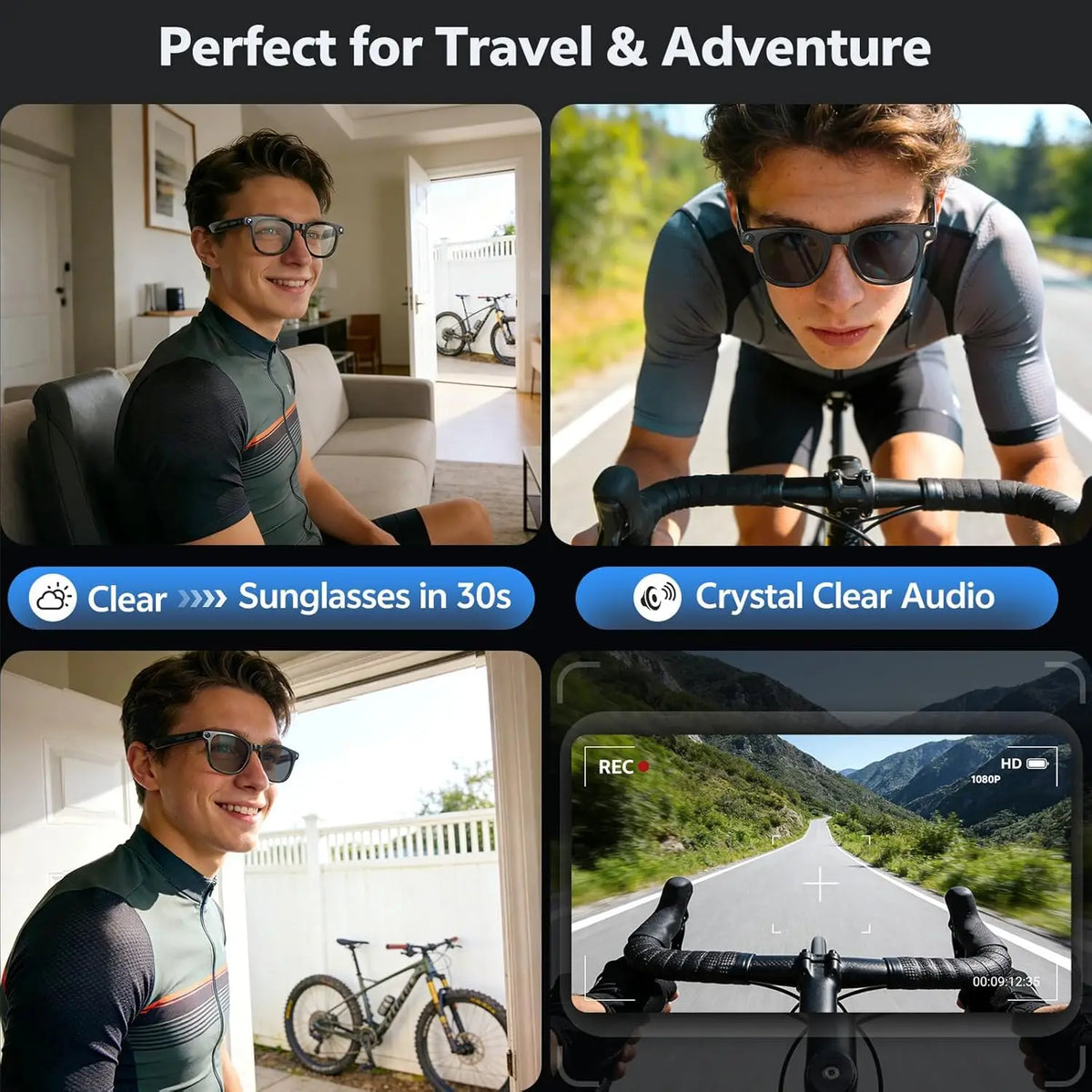 AI Smart Glasses with Camera & Bluetooth