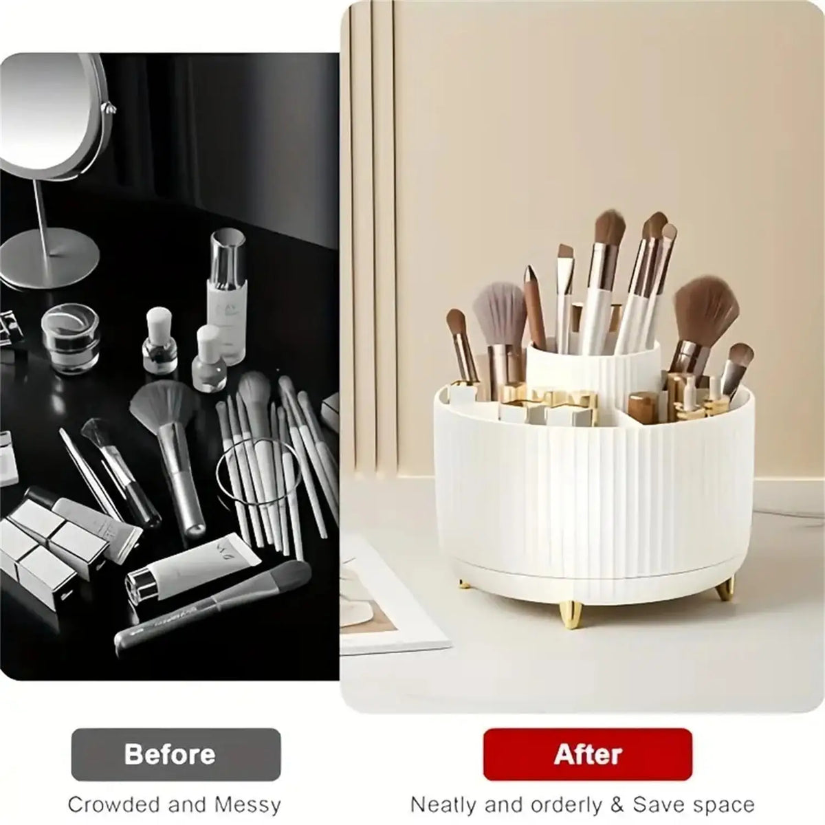 360° Rotating Makeup Organizer – Beauty & Brush Storage