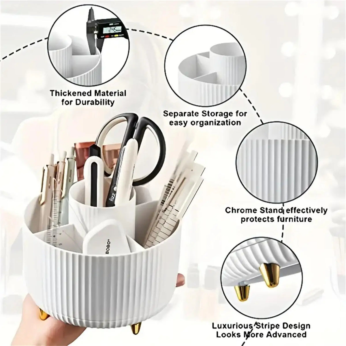 360° Rotating Makeup Organizer - 1pc Plastic Cosmetic Storage with 5 C ...