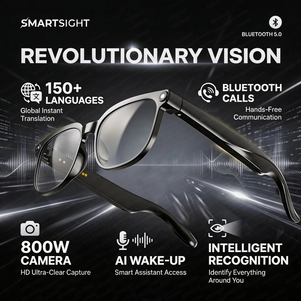 AI Smart Glasses with Camera & Bluetooth