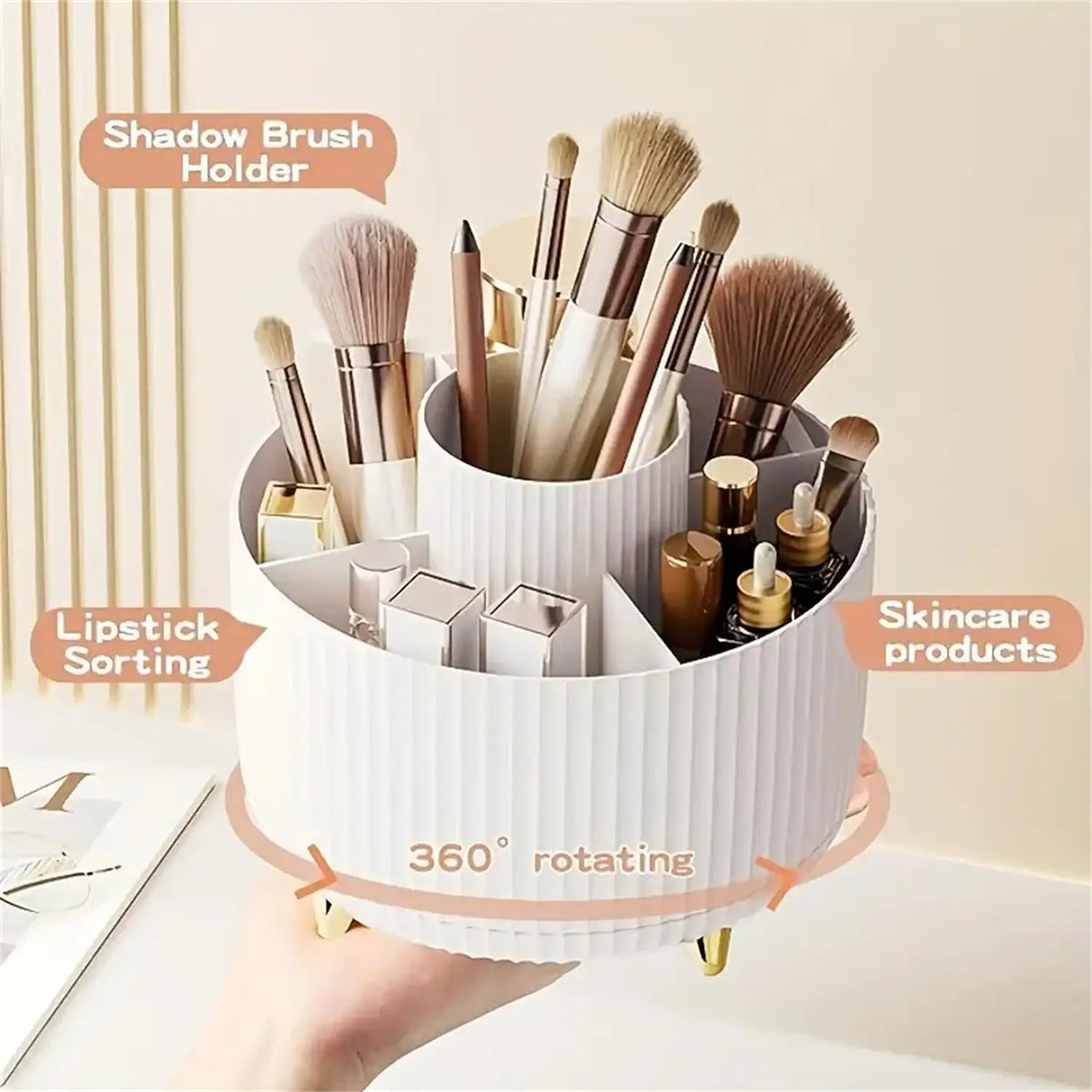 360° Rotating Makeup Organizer – Beauty & Brush Storage