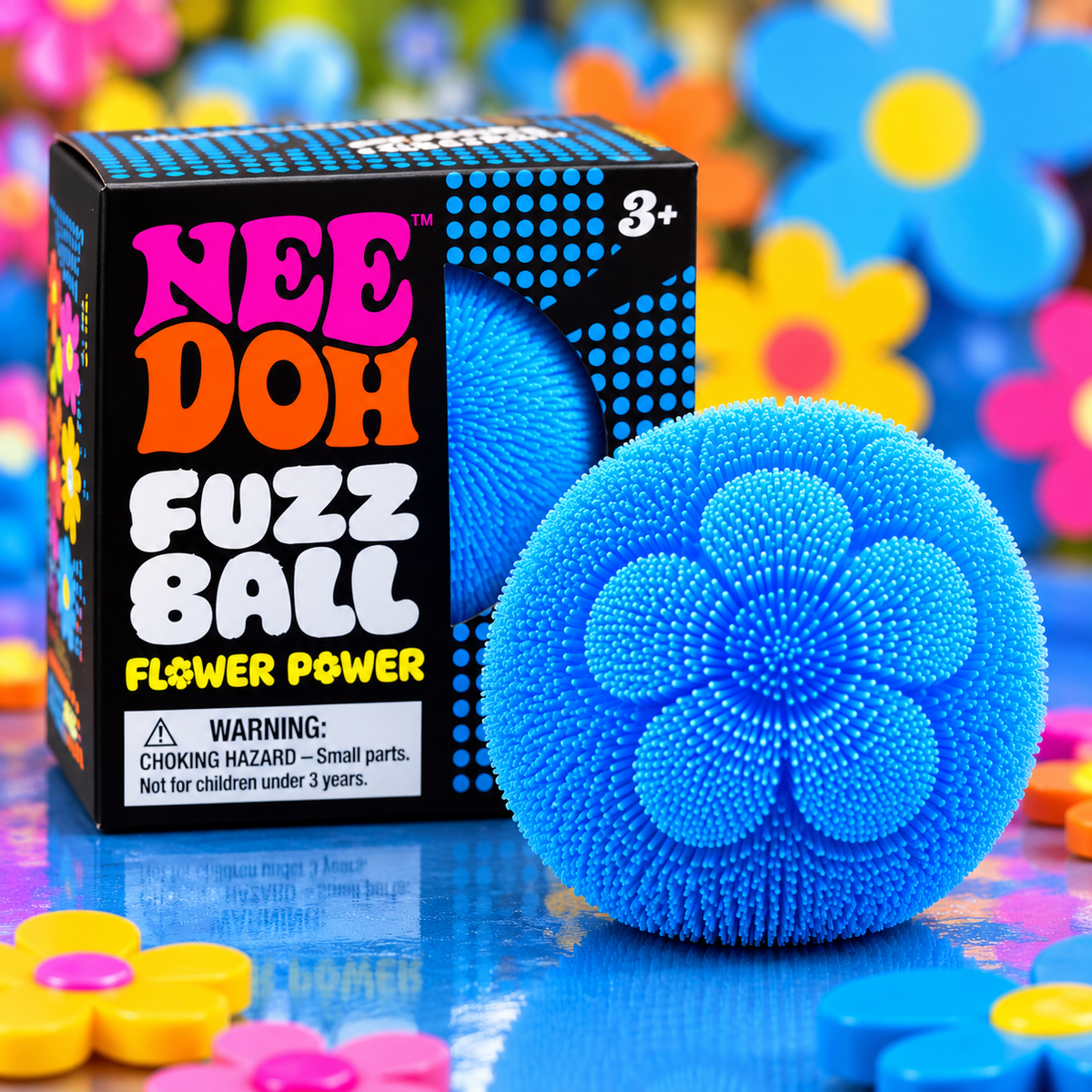 Schylling NeeDoh Fuzz Ball Flower Power – Squishy Sensory Stress Relief Toy
