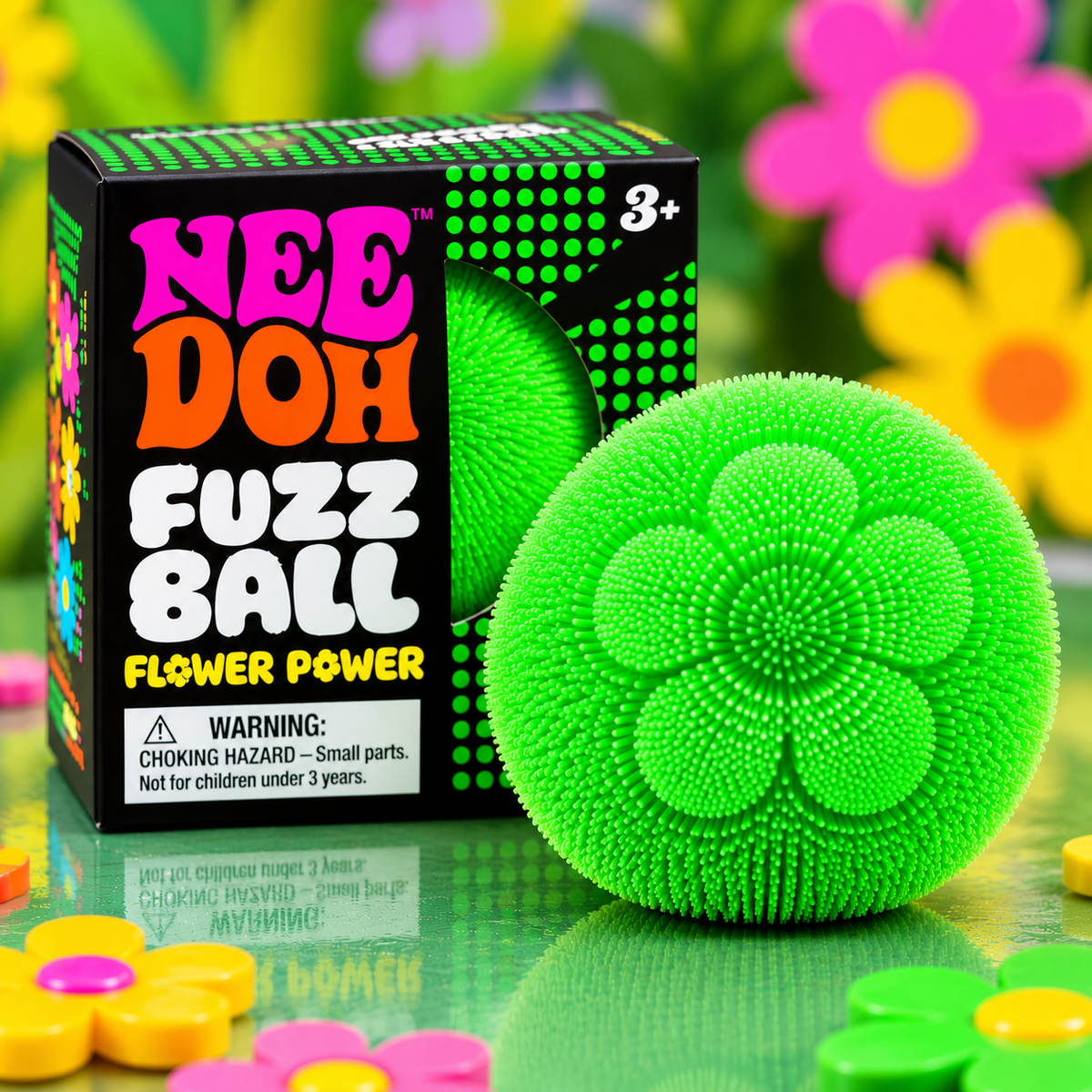 Schylling NeeDoh Fuzz Ball Flower Power – Squishy Sensory Stress Relief Toy